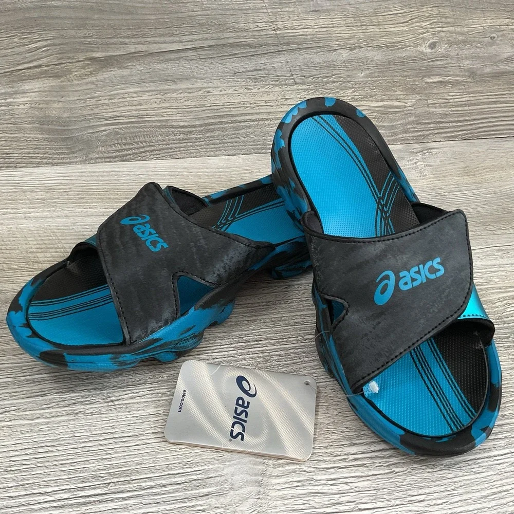Asics Men's Lyashi Stability P210Y Electric Blue Sandals Size 7 US NEW